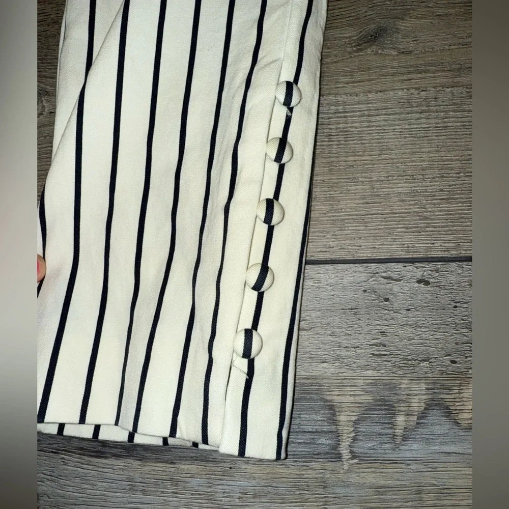 Anthropologie Size 4 EUC Striped Cream and Black Pants - Picture 3 of 8